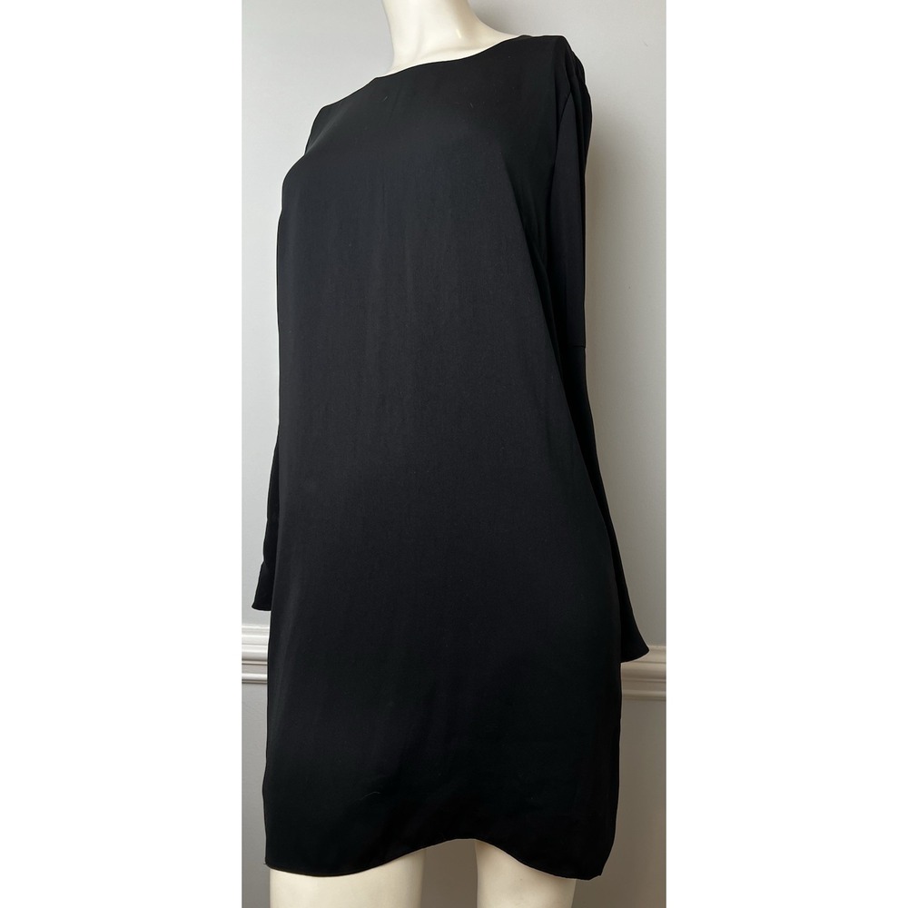 Mika Mendel Dress Women's Medium  Black Crochet Bell Sleeves Crew Neck Lined